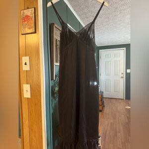 Vintage Vanity Fair Black Lace Slip Dress